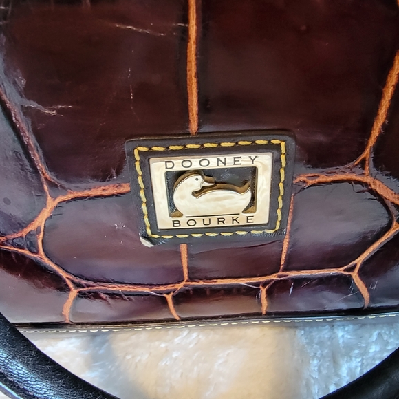 Dooney & Bourke Cognac Brown Croco Embossed Leather Domed Satchel - Picture 6 of 9
